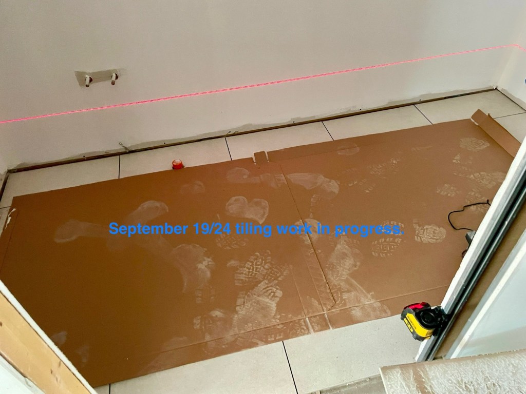 floor tiled, backsplace prepared