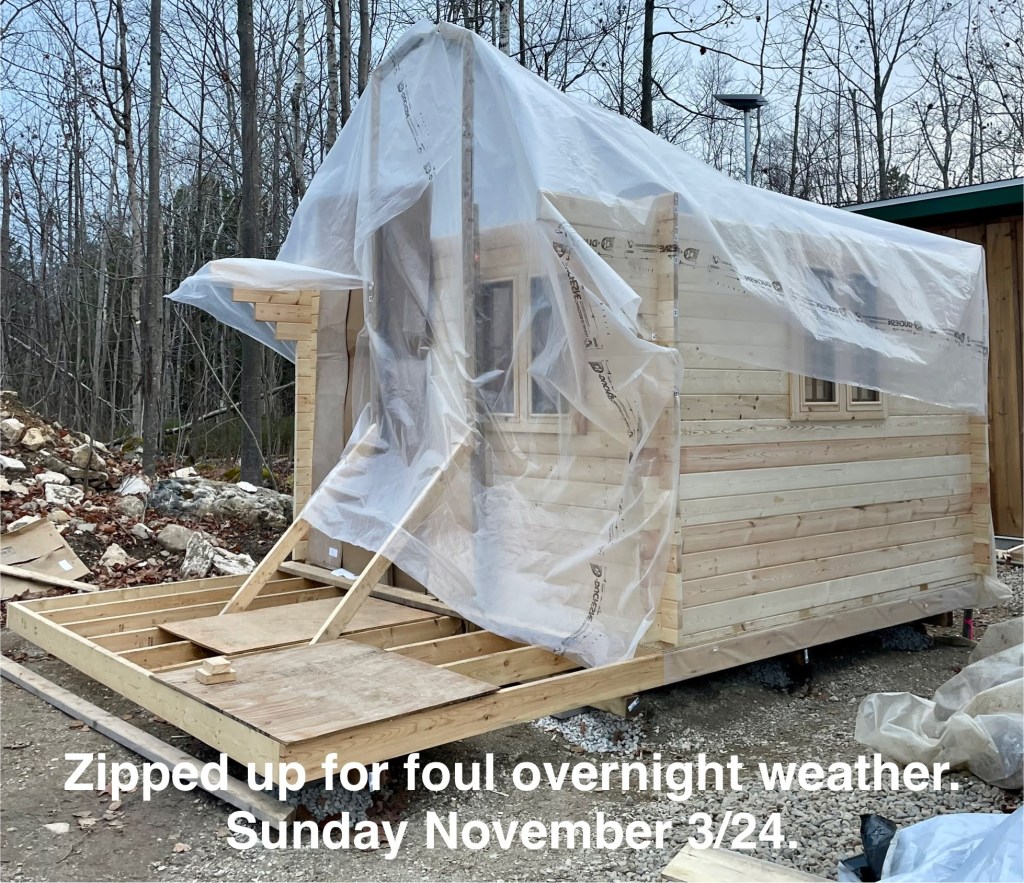 the kit is covered with plastic for protection against the elements