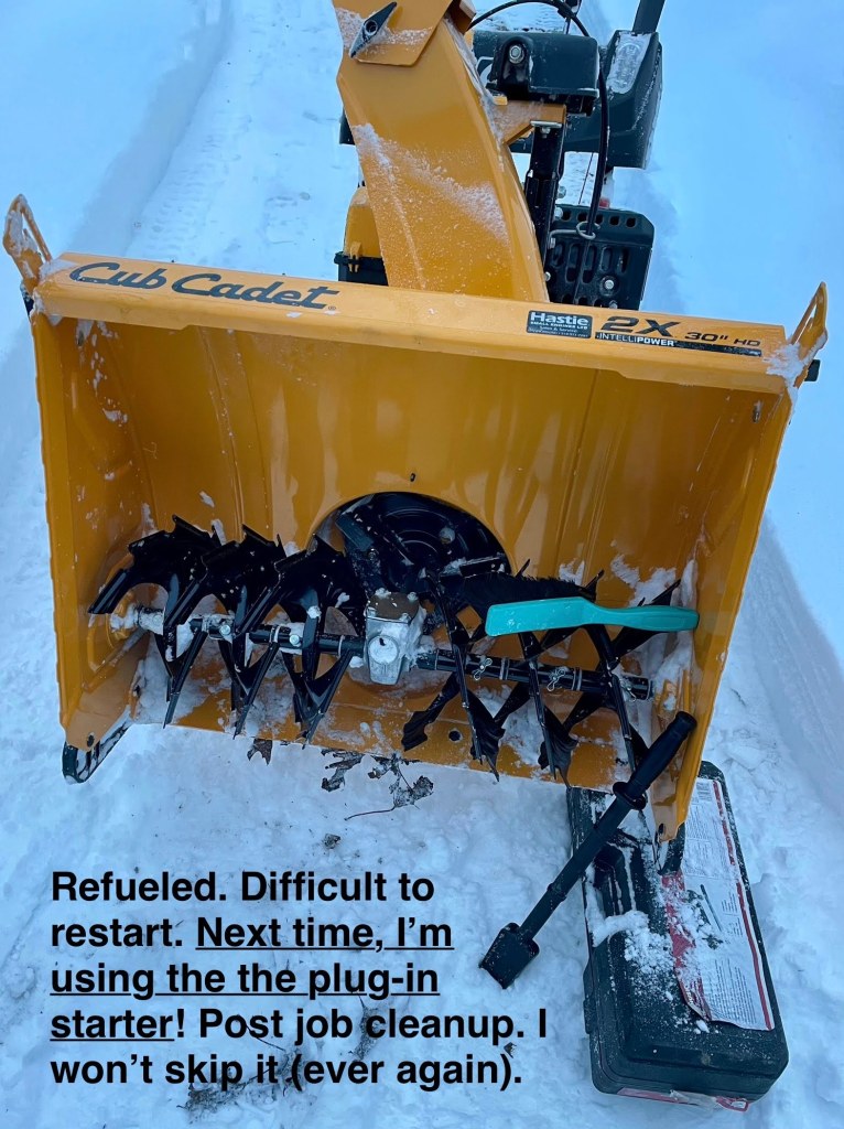 mechanical cleanup of snowblower