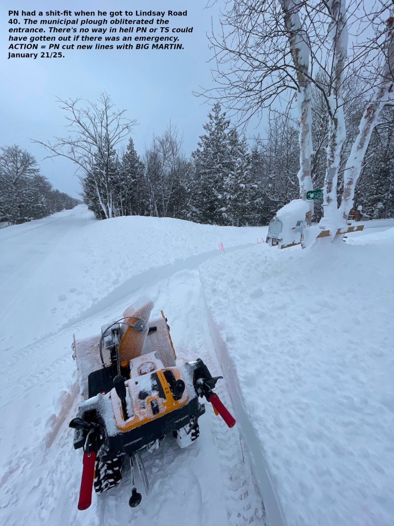 the municipal snow clearing trucks ploughed the entrance in
