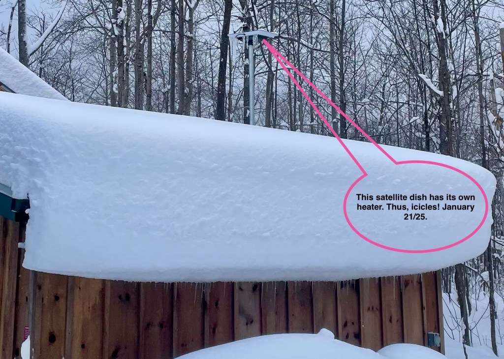 the Starlink satellite dish has its own heating element