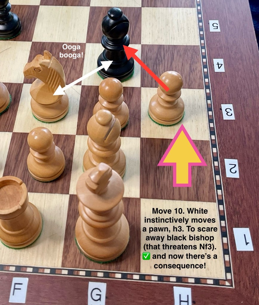 black bishop breaking up king's pawn-shield