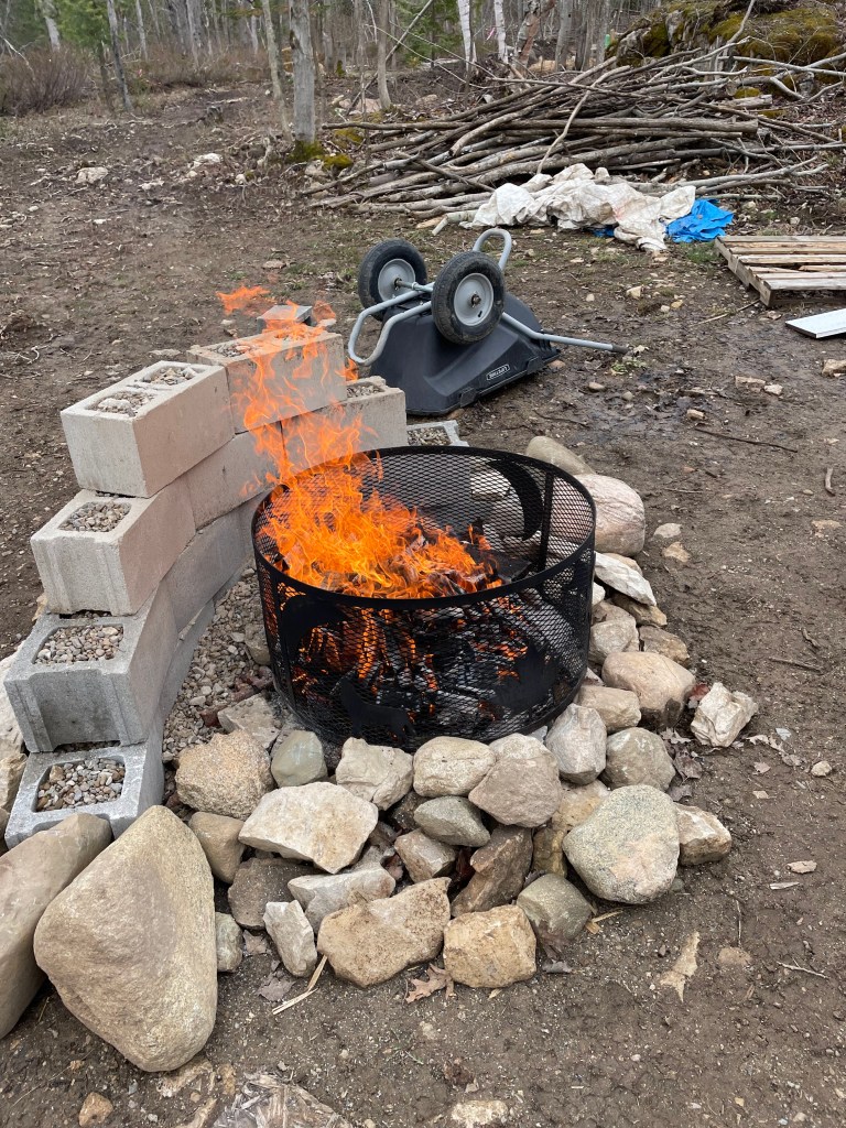 the fireplace in action