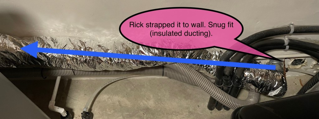 flexible ducting leading to the wood pellet boiler