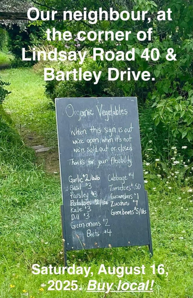 There is a produce sales booth about 5 minutes away from our driveway.