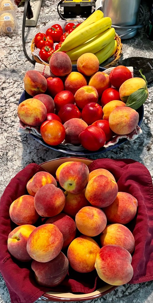 2 platters of fresh fruit to devour.