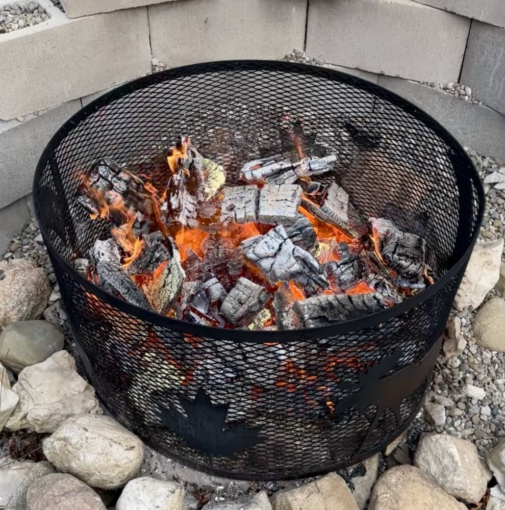 lots of burning coals, a mature fire