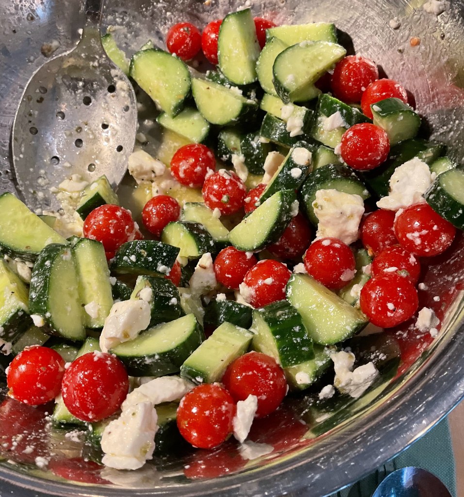 Greek salad made with hard-to-find components