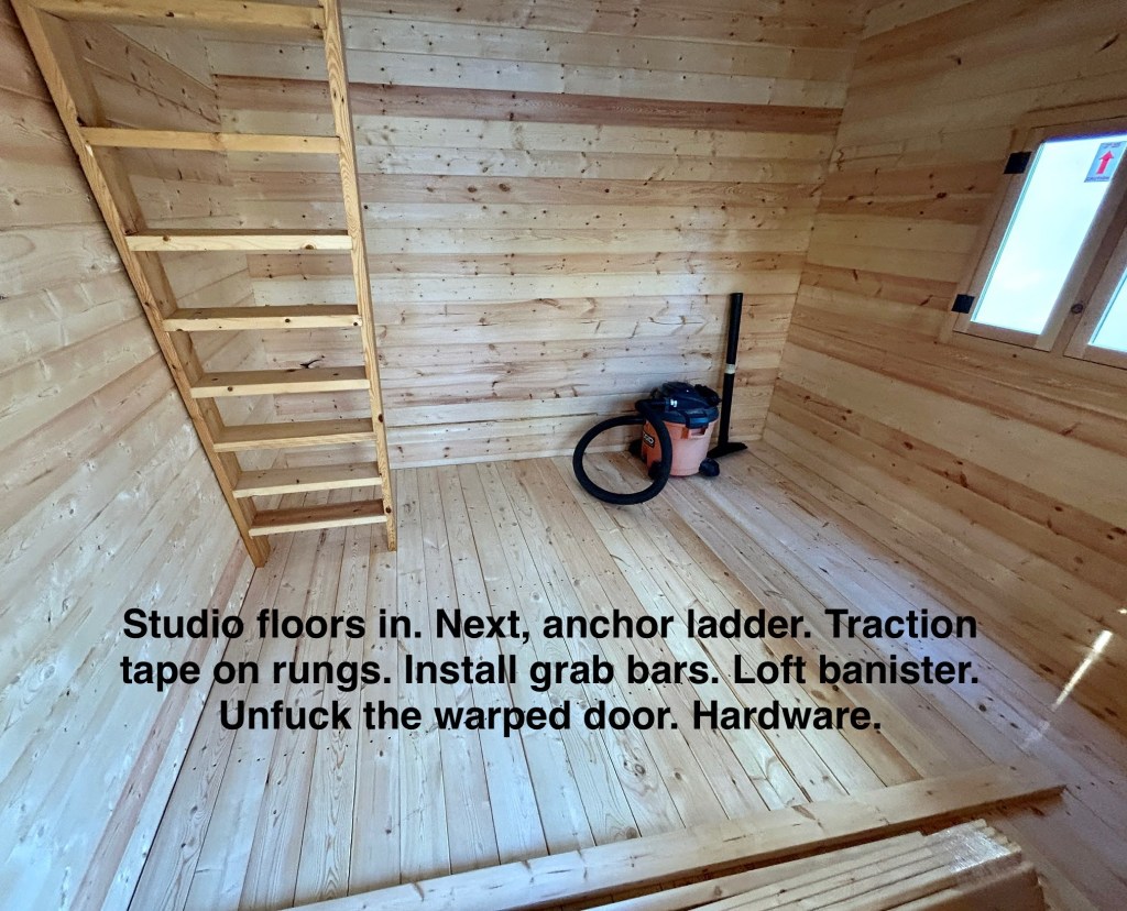 unfinished flooring in the studio