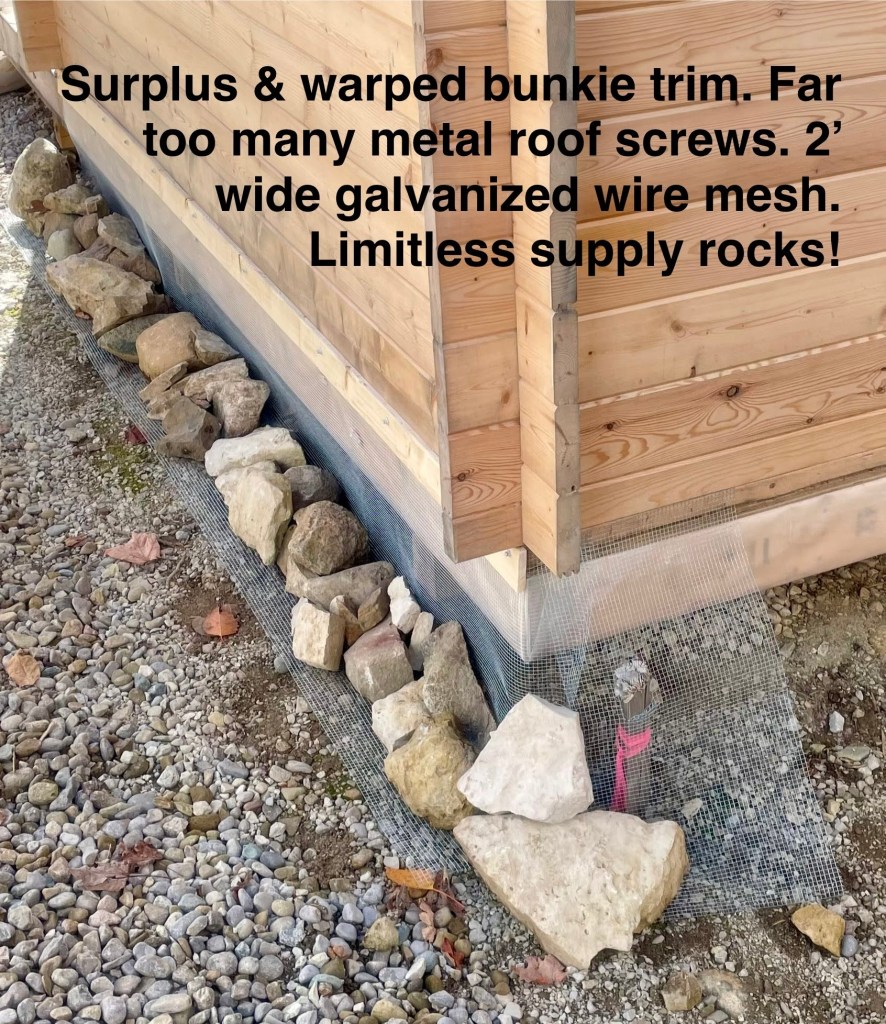 Before and and after effects of adding mesh around the subfloor.