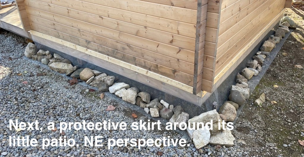 Tobey added rocks on the bottom of the skirt to anchor it.