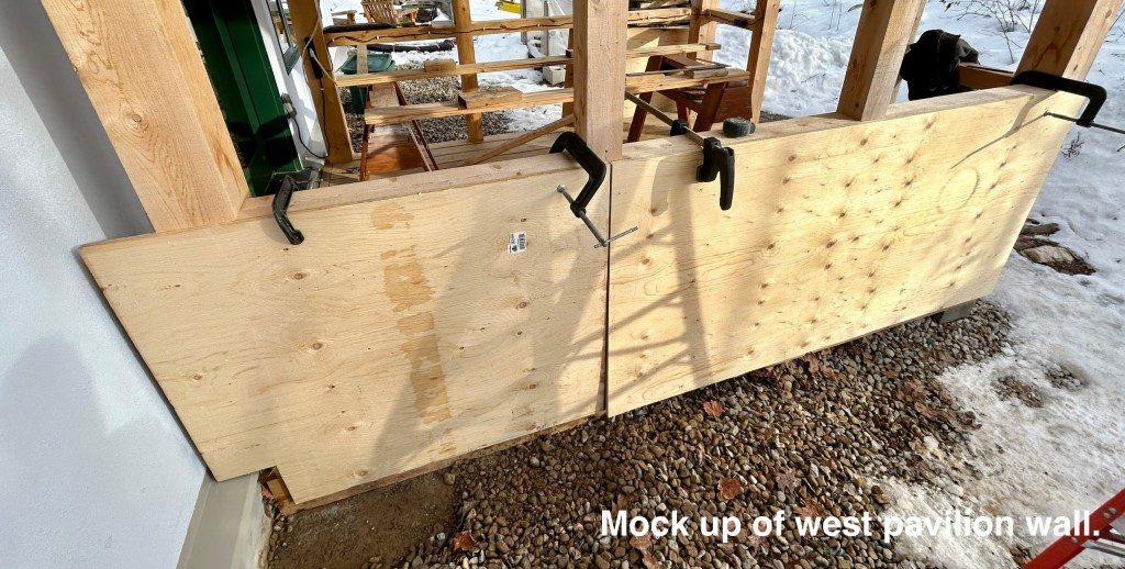 Mocking up the panels for the pavilion.