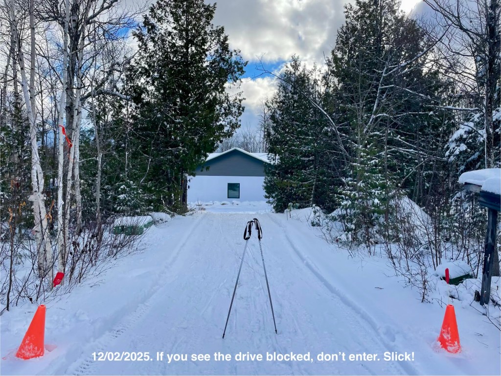 our slippery hill to our lower parking lot