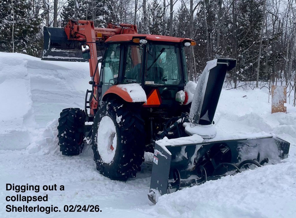 My snowblowing efforts had a negative consequence. I piled extra snow on the roof. Bad!!!!!!!!!!