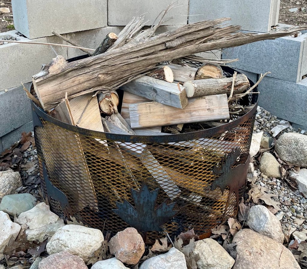 Raw materials in the birthday fire ring.