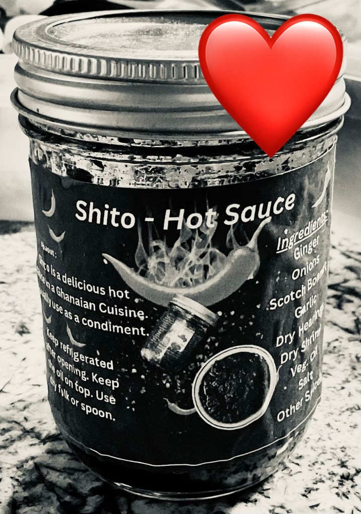 This is a bottle of hot sauce, manufactured by DeDe's African Kitchen. It's fucking amazing.