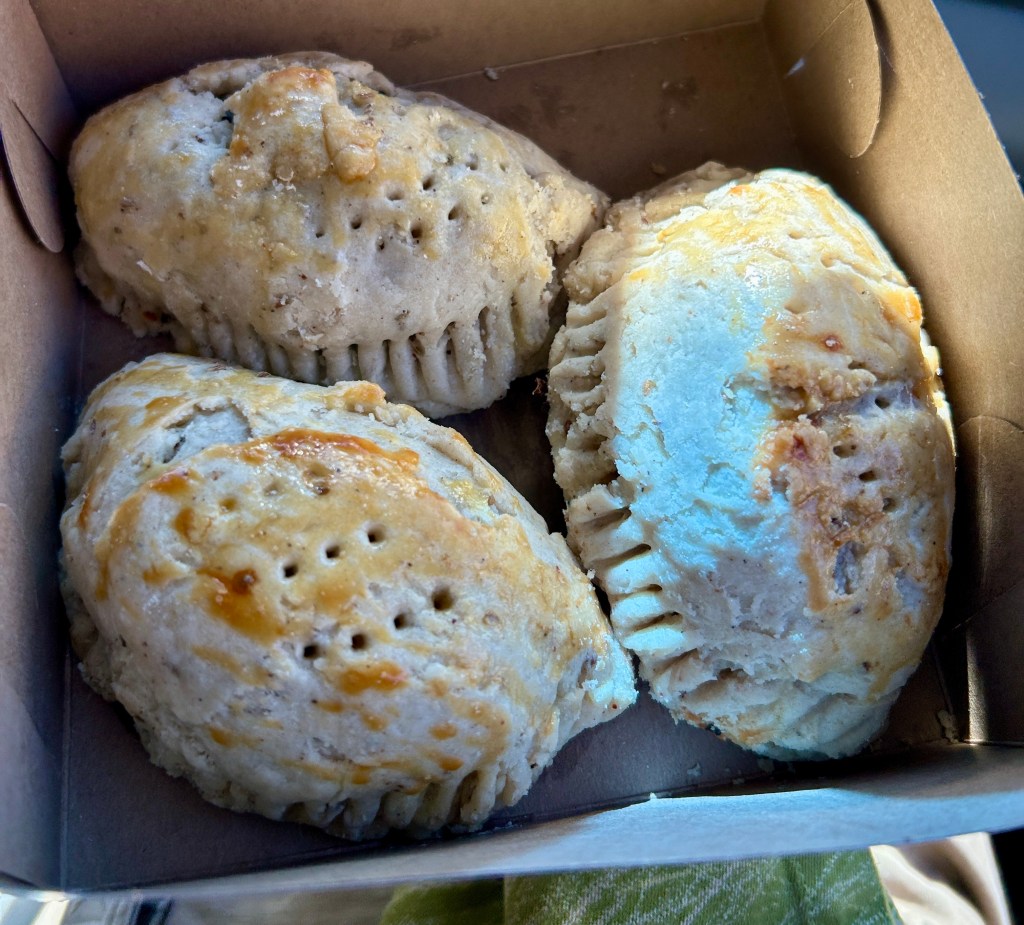 3 delicious meat pastries from DeDe's African Cuisine.